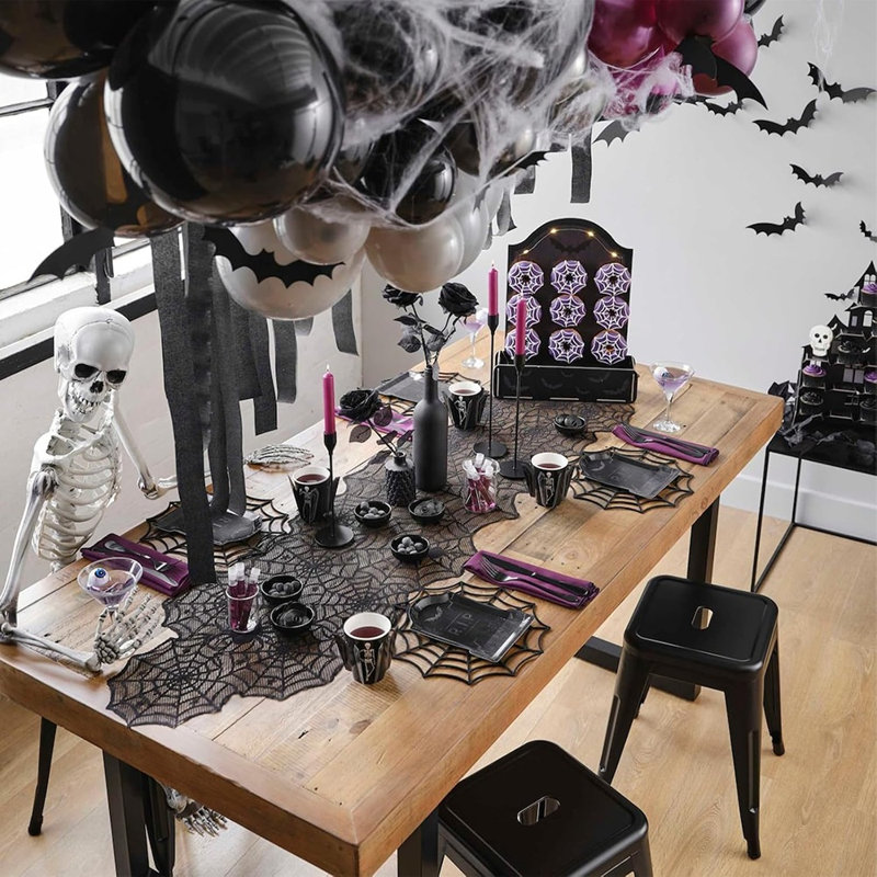Chemin de table d'Halloween en toile d'araignée Halloween