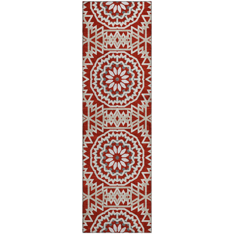 Premium Machine Washable Cerrito Red Rug, Runner 2'3" x 7'6"