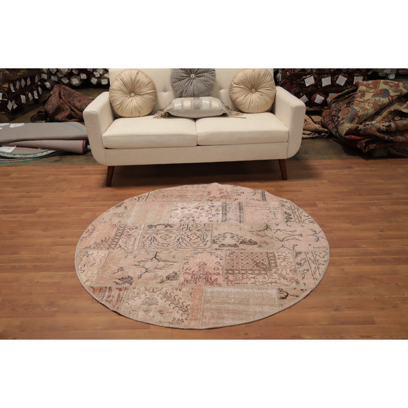 Tapis rond patiné moderne patiné 5 x 5