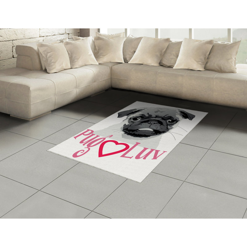 Pug High Density Long Fiber Poly Threads Decorative Area Rug Carpet, Rectangle 4' x 5'8"