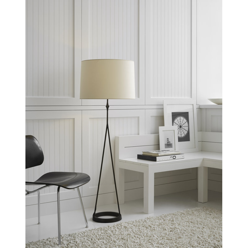 Dauphine Floor Lamp, Fabric, Aged Iron