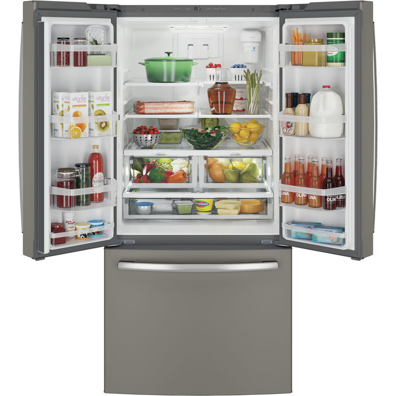 GE Smart Appliances 33" Counter Depth French Door 18.6 cu. ft. Smart Refrigerator, Fingerprint Resistant Slate
