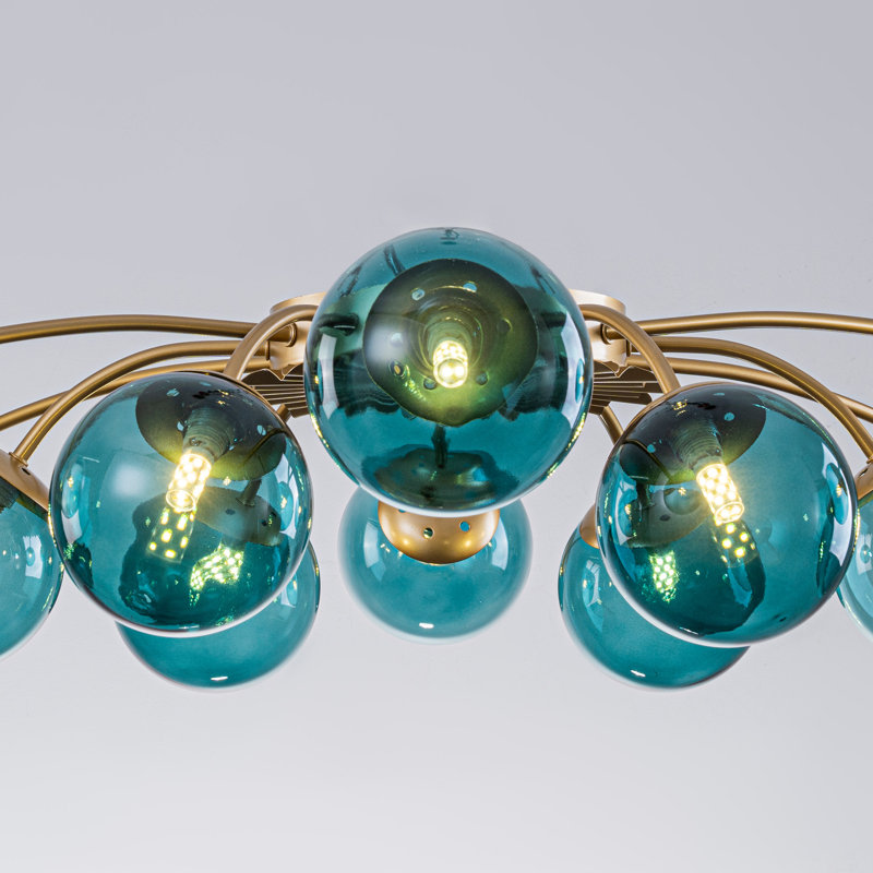 Plafonnier encastré globe en verre bleu marine, 12