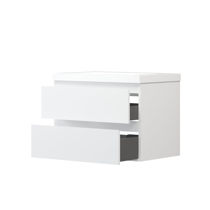 Base de meuble-lavabo simple 29,21 po en blanc brillant avec évier Elisabel