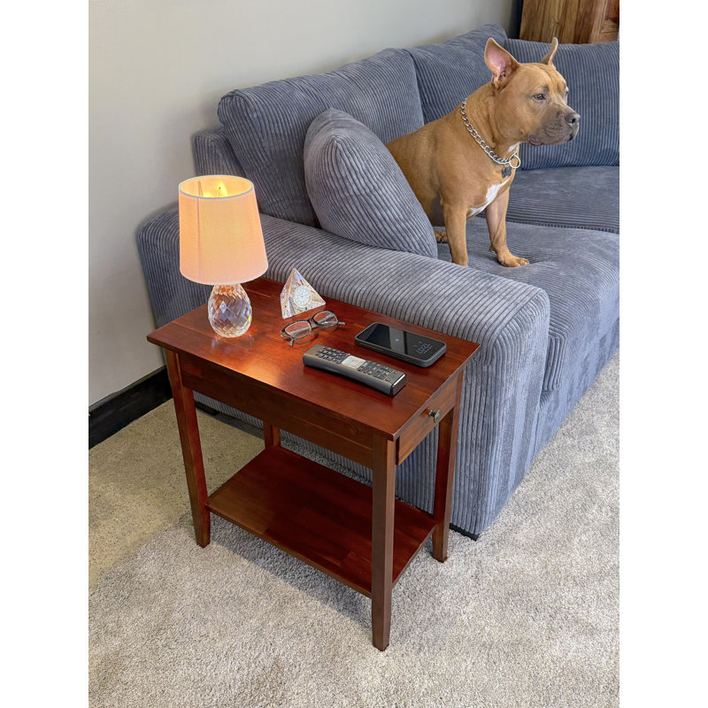 Aiydan Solid Wood End Table with Storage, Mahogany