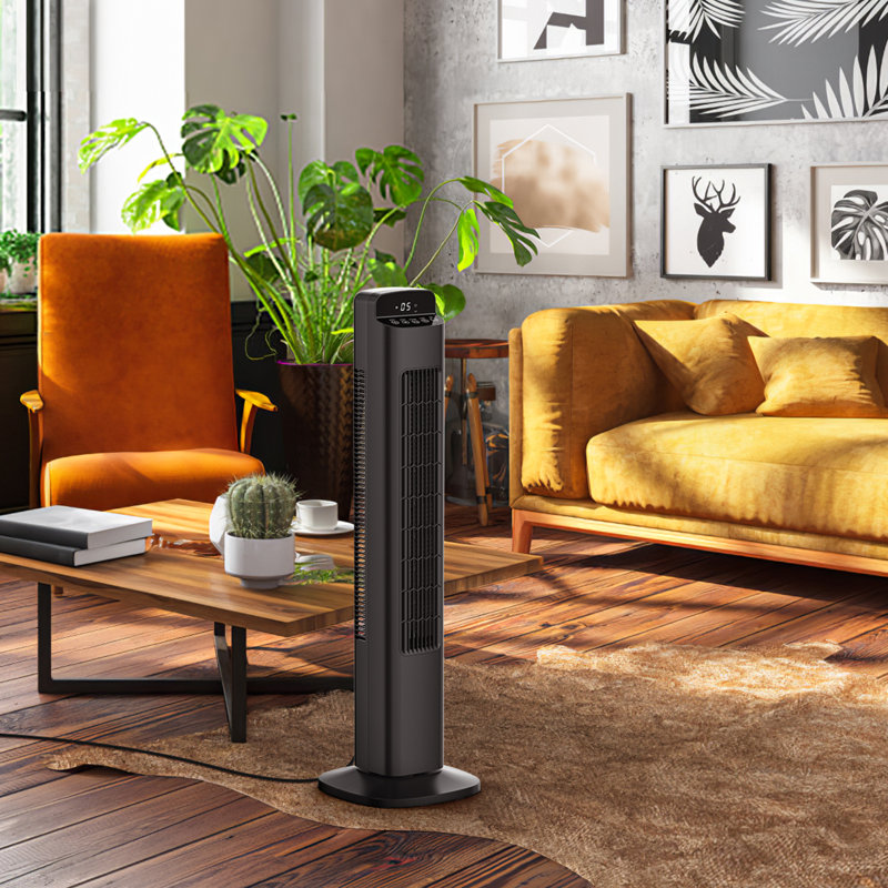 Ventilateur tour portable 36 po avec oscillation, télécommande, 5 vitesses de vent puissantes et 3 modes de réglage, ventilateur intégré compact à affichage à DEL de 12 heures pour le bureau à domicile