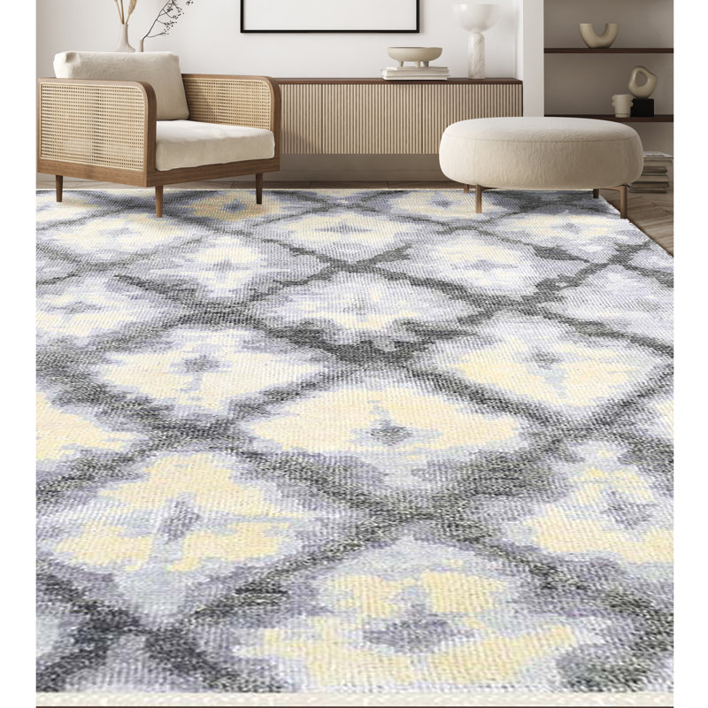 Nomad Moroccan Area Rug in Beige/Aqua/Black, Rectangle 10' x 14'