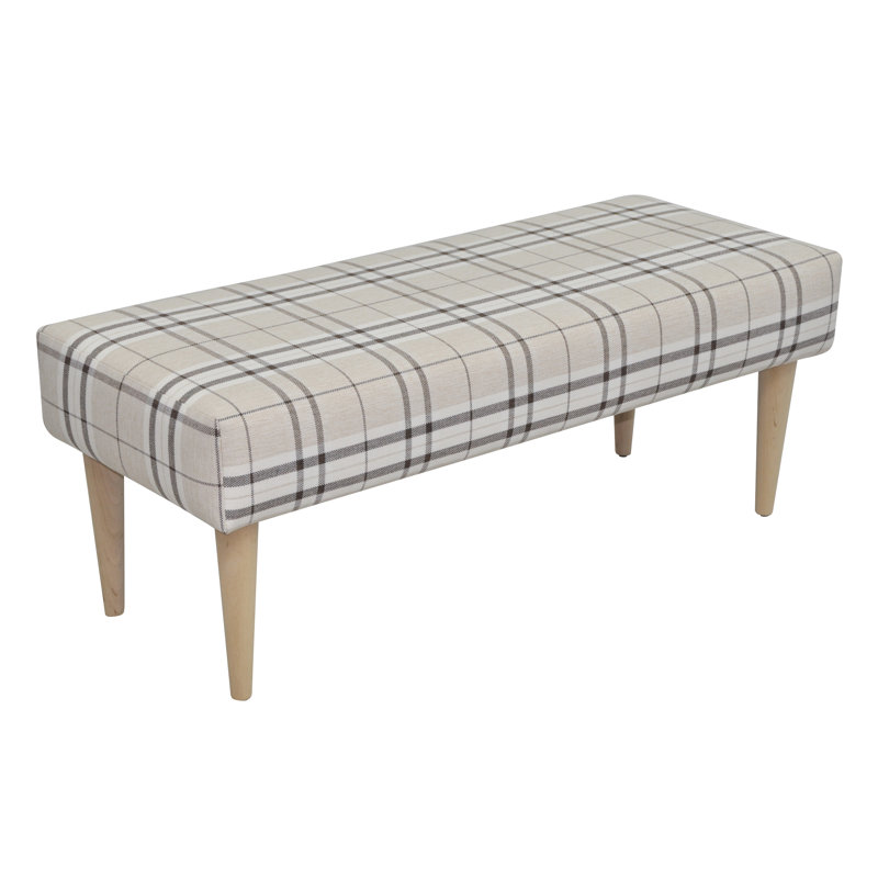 Pastel Polyester Blend Upholstered Bench, Cream