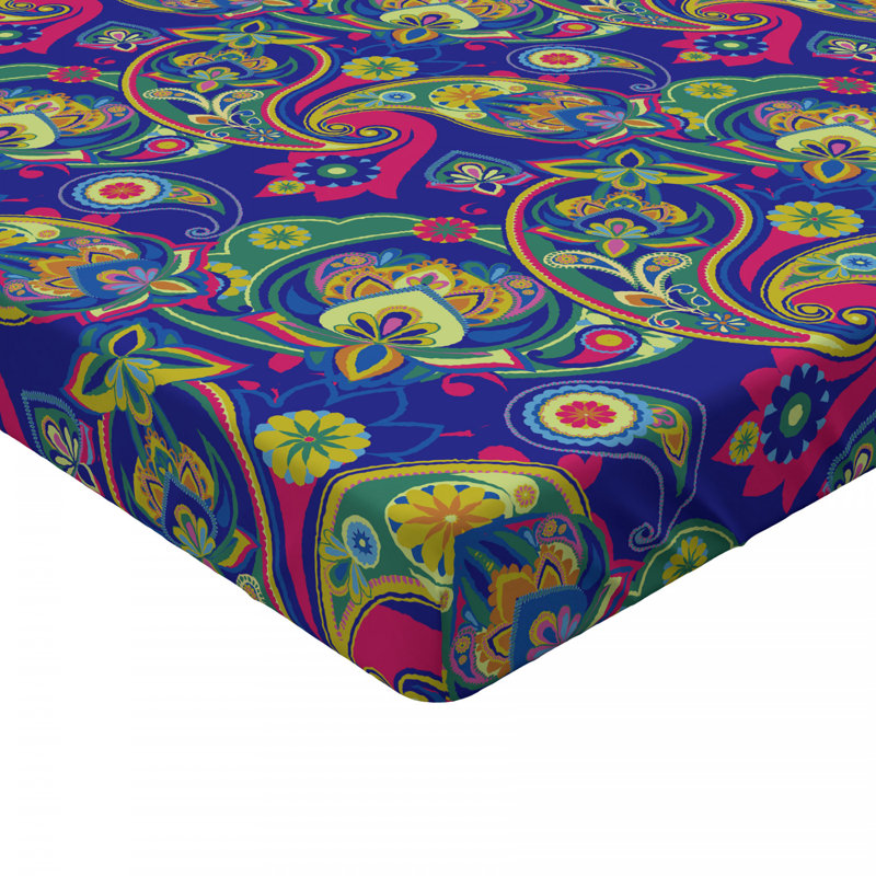 Microfiber Paisley Fitted Sheet, Full Fitted Sheet, Purple, Paisley 1