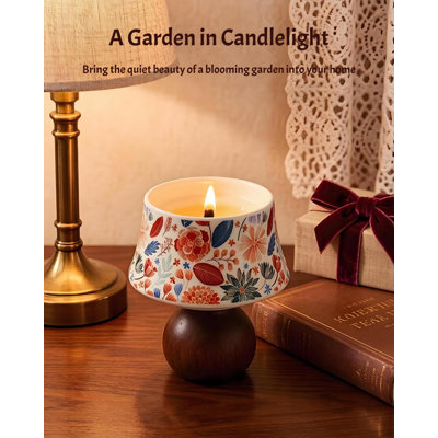 Lavender Designer Candle with Solid Wood Holder