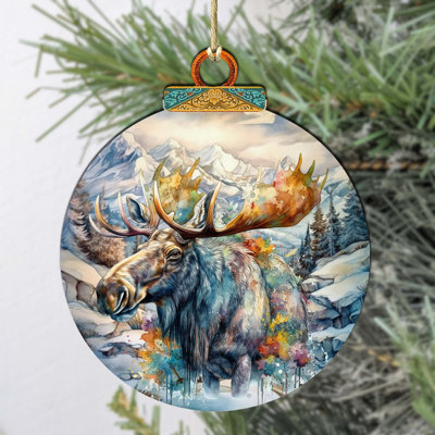Mighty Moose of Alaska Wooden Ornament by G. DeBrekht