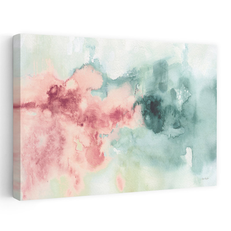 «My Greenhouse Abstract I» - Art abstrait corail rosé, H 40 po x l 60 po