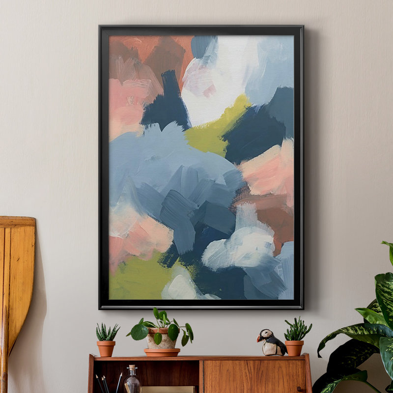 «Soft Indigo Atmosphere I» - impression d'un seul cadre photo, H 42,5 po x l 30,5 po, Papier avec cadre noir, Pas de tapis