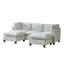 Canapé modulaire 96,5 po pour salon, canapé rembourré en chenille douce avec rangement, canapé 3 places avec deux repose-pieds en forme de U beige-323569574