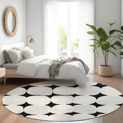 Tapis noir Prisco lavable à la machine de qualité supérieure