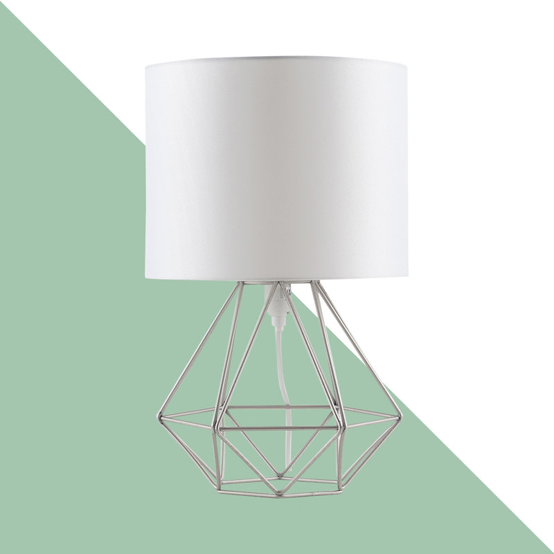 Bartelt Metal Table Lamp, Brushed Chrome Base/White Shade, G, Yes
