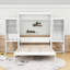 Grand lit escamotable en bois avec tablettes intégrées, bureau et coiffeuse-370894525