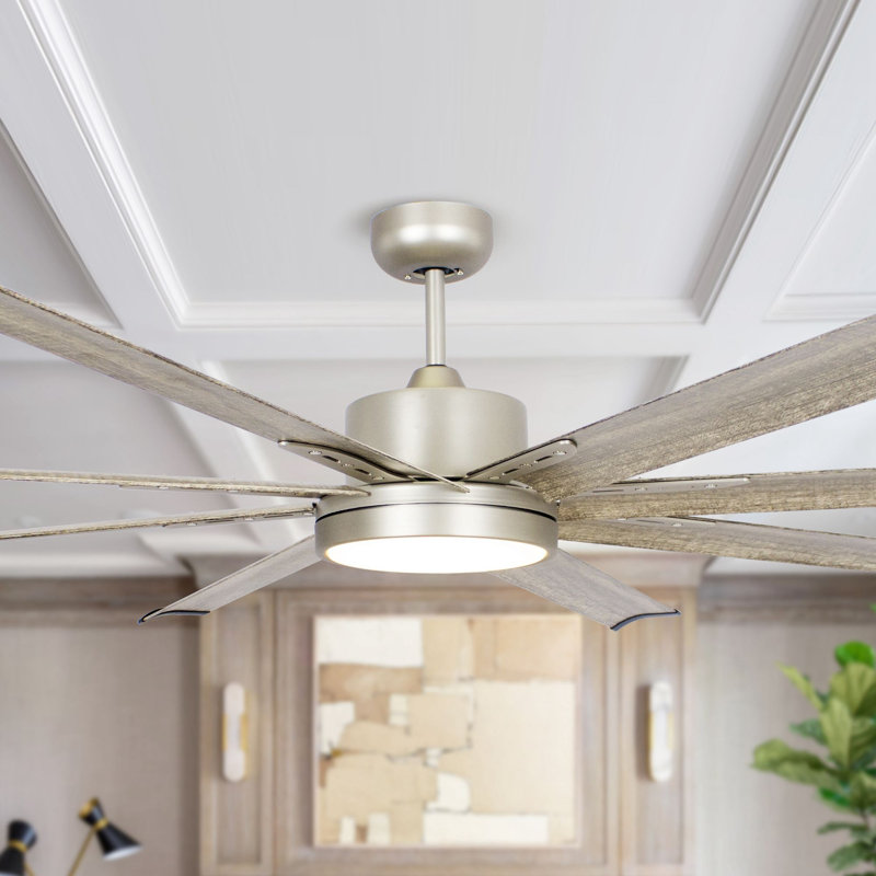 Ventilateur de plafond rustique en aluminium à 8 pales de 72 po Helston avec lumières DEL et télécommande