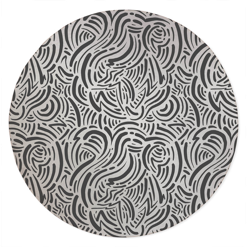 Cozy Swirl Non-Slip Outdoor Rug, Round 5'
