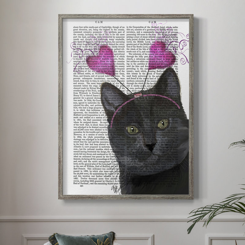 Black Cat, Valentines, reproduction encadrée - bois massif