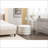 Ottoman Round Storage Footstool with Wooden Shelving | Bedroom Makeup Stool | Ivory Velvet-123499663