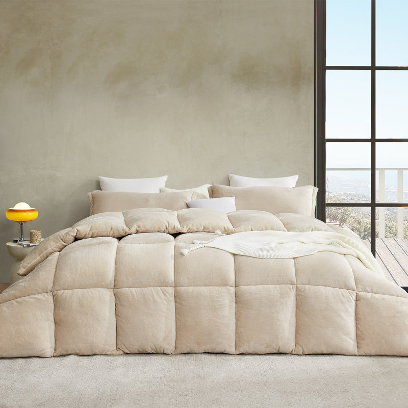 Thickest Comas Thicker Than Thick Overstuffed Oversized Comforter Set, Beige, Queen Comforter + 2 Standard Shams