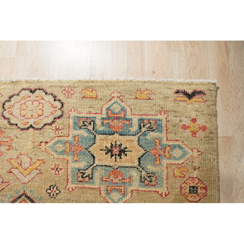 Ivory Hand Knotted Wool Area Rug, Rectangle 4' x 6'