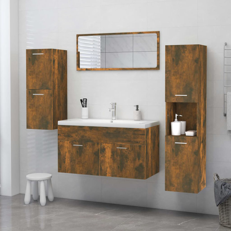Humayd Linen Cabinet, Smoked Oak