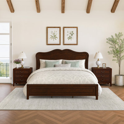 3-Piece Mid-Century Modern Solid Wood Bedroom Set