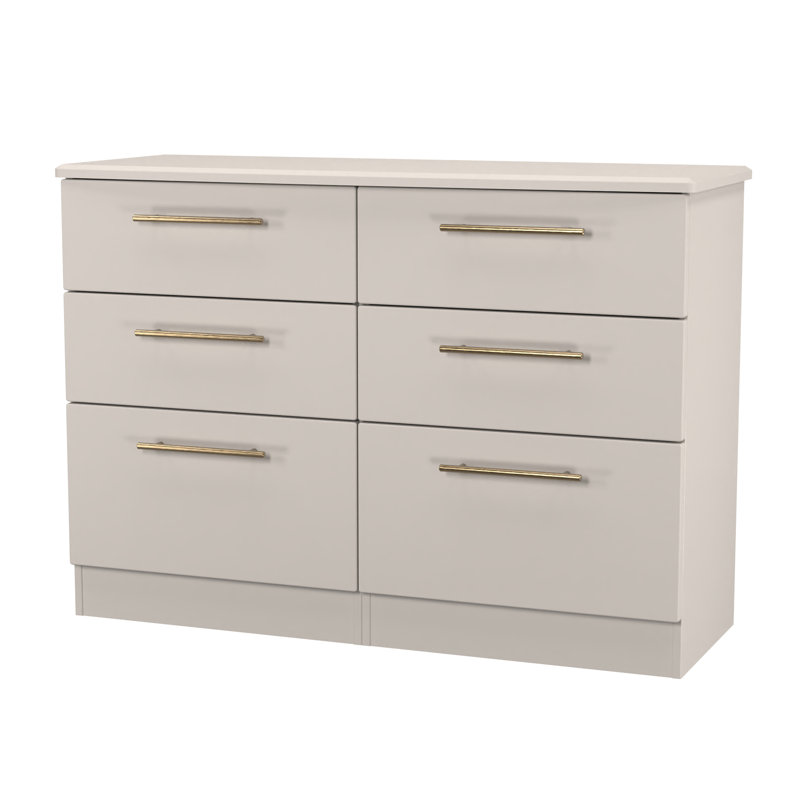 Fully Assembled Akaneden 6 Drawer 112Cm W Double Dresser, Cream
