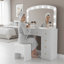 Coiffeuse luxueuse avec 10 lumières Hollywood, tabouret et 9 tiroirs
