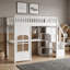 Lit mezzanine avec escalier de rangement, bureau, panneau de fenêtre décoratif et éclairage LED.-2111301890-2111301888