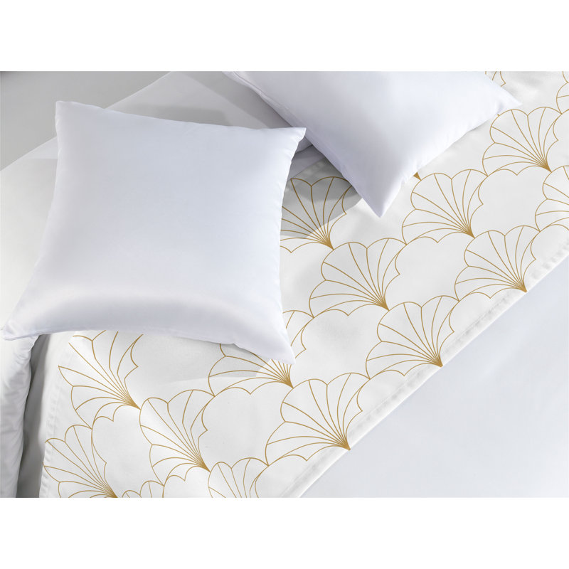 Satin Bed Runner, Off White/Sand Brown, King
