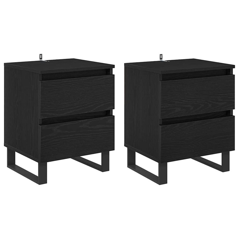 40cm W Manufactured Wood Bedside Table, Black Oak