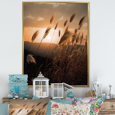 Reproduction d'art sur toile Beachgrass In Motion At Sunset - Plants