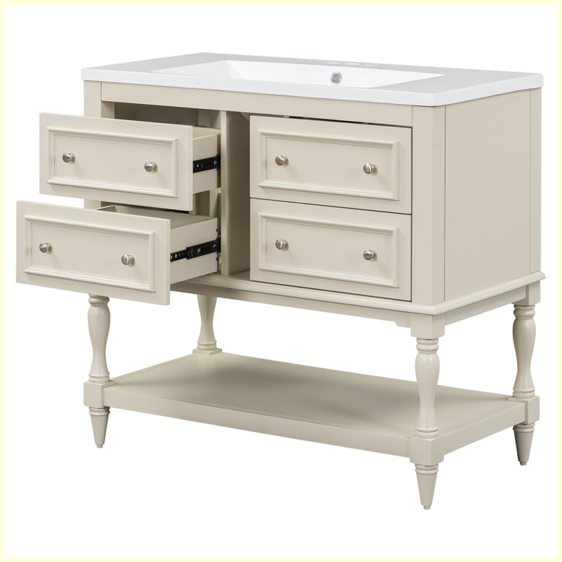 Modern Bathroom Vanity Cabinet with Sink Combo Set, Beige