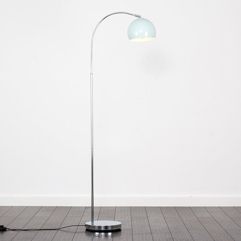 Derosier 152cm Arched Floor Lamp, Chrome, Pale Blue