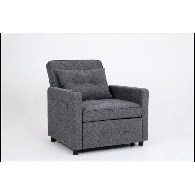Fauteuil-lit convertible 3-en-1 avec dossier réglable, ports USB et poche latérale pour un confort et une fonctionnalité polyvalents