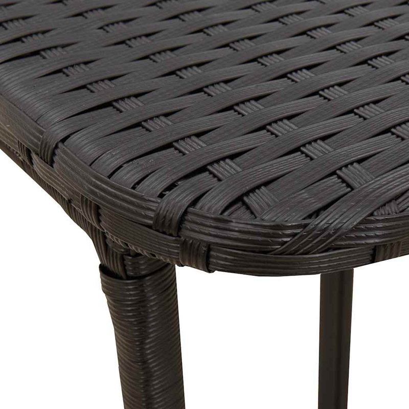 Folding Garden Table 90X51x75 Cm Poly Rattan, Black