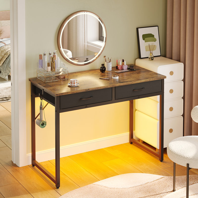 Metal Base Computer Desk, Rustic