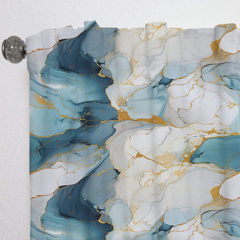 Marbre Zen et bleu Zen - Rideau de marbre abstrait - Rideau de marbre obscurcissant - 1 panneau, L 52 po x L 90 po
