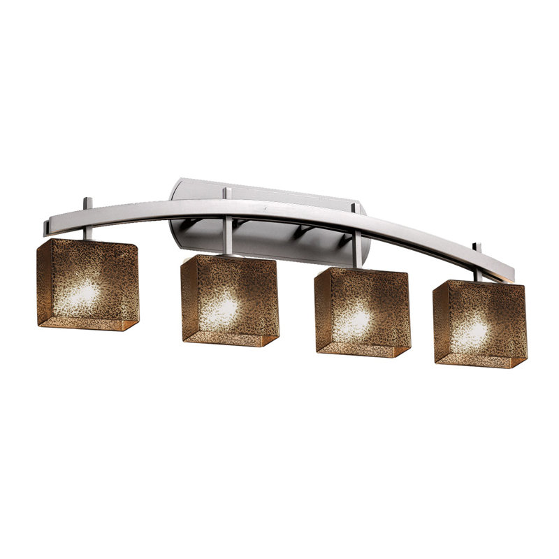 Éclairage pour meuble-lavabo 4 lumières Casson, Nickel brossé, Opale