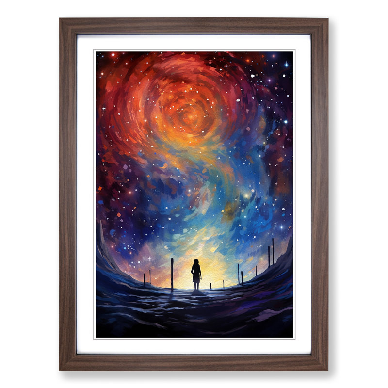 Single Picture Frame Print on Wood, Walnut Framed, 34cm H x 25cm W