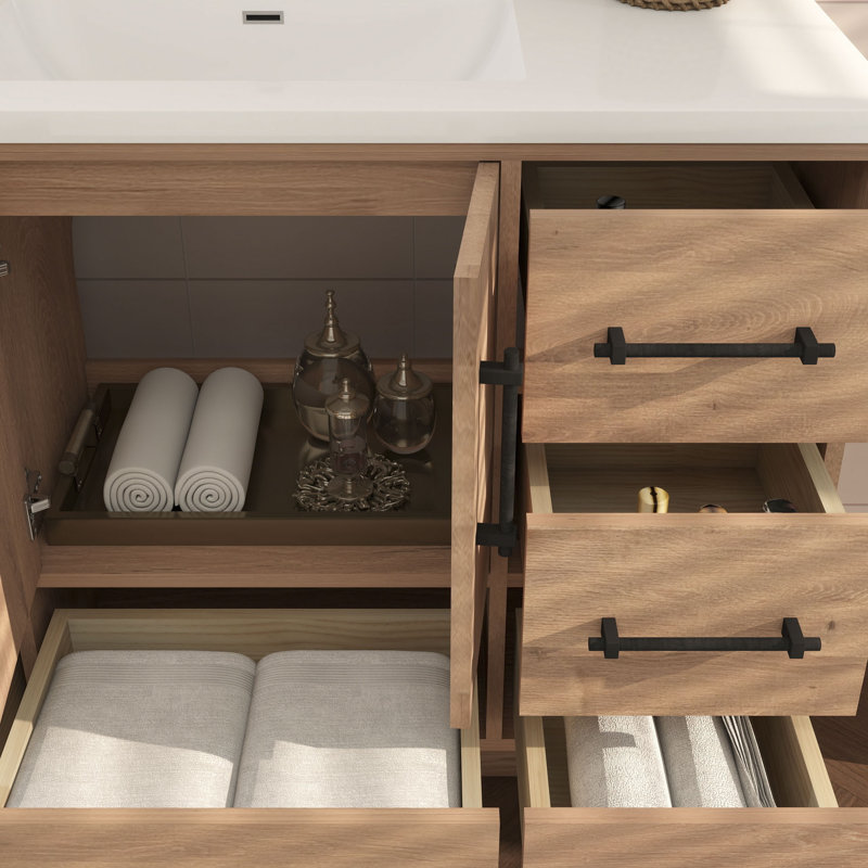 Victoria 47.2'' Single Bathroom Vanity with Acrylic Top, Red Oak