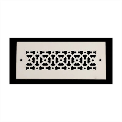 Ouverture de conduit 3 po x 10 po AIR RETOUR | Grille d'air lourde en fonte d'aluminium (5 po x 12 po au total) | Thermolaqué