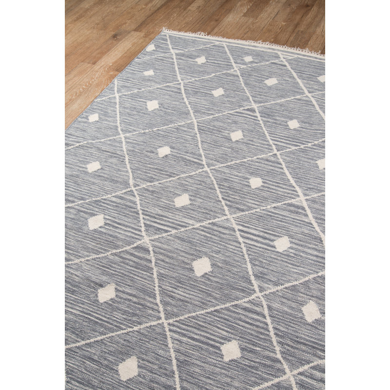 Thompson Wool Geometric Area Rug in Gray, Rectangle 7'6" x 9'6"