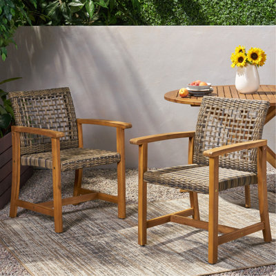 Chaise de salle à manger en bois et osier Hampton (ensemble de 2)