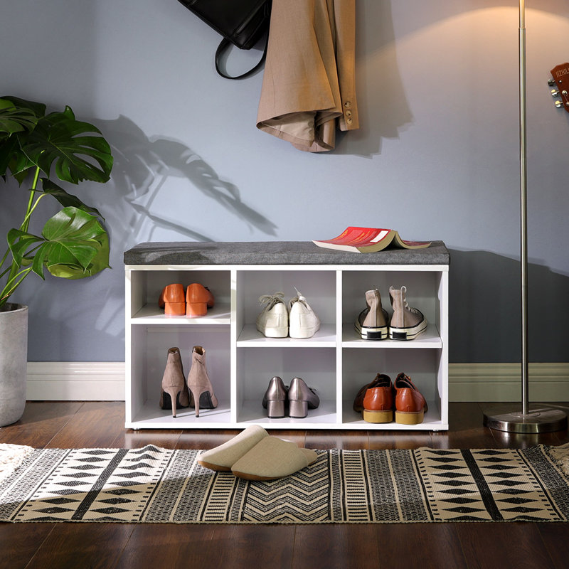 Banc de rangement pour 6 paires de chaussures, Blanc