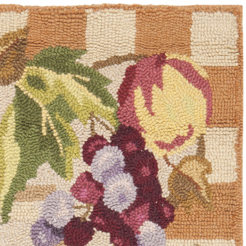 Marcil Hand Hooked Wool Pile Floral Rug, Rectangle 5'3" x 8'3"