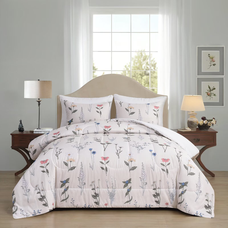 Ensemble d'édredon en duvet synthétique Bohème, Édredon très grand + 2 taies décoratives, Blanc